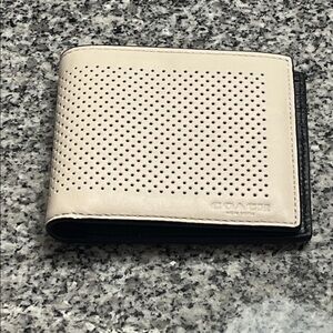 Coach New York Terrain Bifold Wallet Chalk new leather perfed Men’s